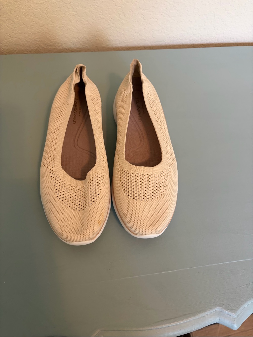 Cole Haan Beige Knit Slip-On Flats